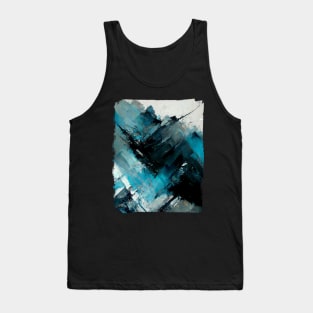 Abstract painting in cyan, blue gray and black Tank Top